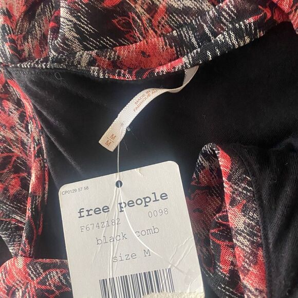 NWT Free People Peacemaker Red/Black Midi Dress. Size Medium - Picture 8 of 9